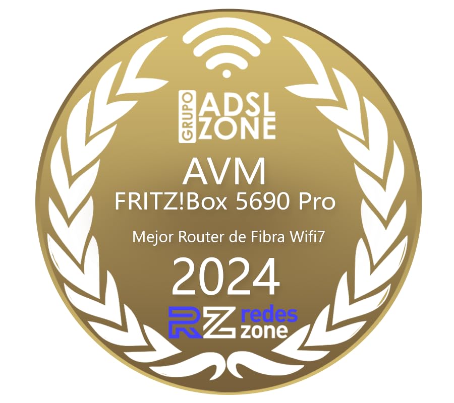 AVM FRITZ!Box 5690 Pro International - Router, WiFi 7, TriBanda con hasta 18,5 Gbps, Mesh, WAN 2,5Gb, 4 x LAN Gigabit, 1 x USB 3.1, Base DECT, Servidor Multimedia, Interfaz en Español