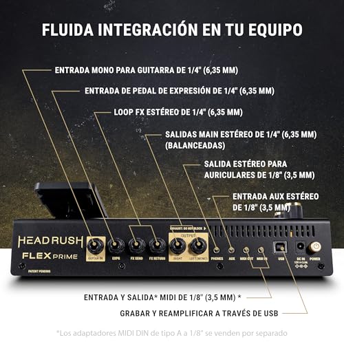 HeadRush Flex Prime - Pedal Multiefectos para Guitarra y Bajo y Procesador de Modelado de Amplis con Pantalla Táctil, Looper, WiFi, Bluetooth y USB