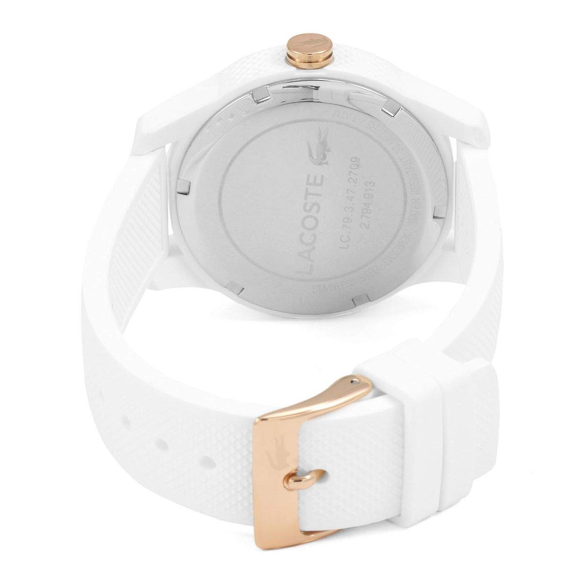 Lacoste Reloj Analógico de Cuarzo para Mujer Colección LACOSTE.12.12 con Correa de Silicona Blanca - 2000960