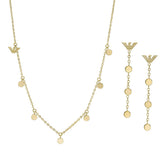 Emporio Armani Juego de collar y pendientes de acero inoxidable o latón para mujer, Conjunto de tono dorado claro