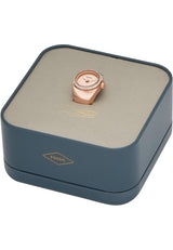 Fossil Reloj Ring para Mujer, Movimiento de Cuarzo a Dos Agujas con Correa de Acero Inoxidable, Oro Rosa y Purpurina