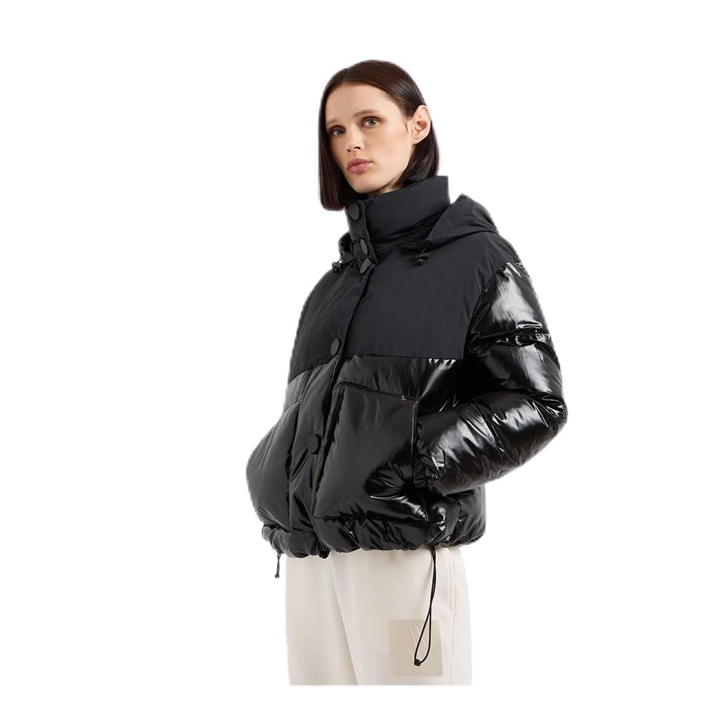 Armani Exchange The Notorius Frank-Inserto de Nailon Arrugado Chaqueta, Negro, XL para Mujer