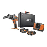 AEG - Taladro Percutor Compacto PRO18V Brushless - Modos Atornillado y Perforación, y 2 Velocidades - Se Entrega con 2 Baterías 2,0Ah Li-ion, 1 Cargador y 1 Maletín - BSB18C2BL-202C