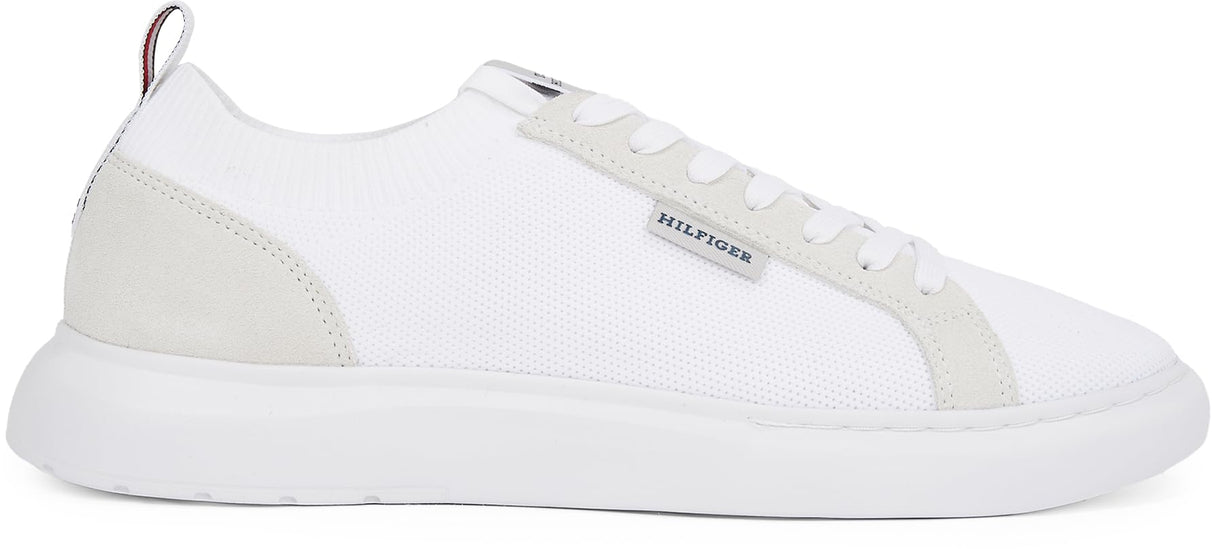 Tommy Hilfiger Sneaker con Suela Vulcanizada Hombre Light Knit Seasonal Elegante, Blanco (White), 43