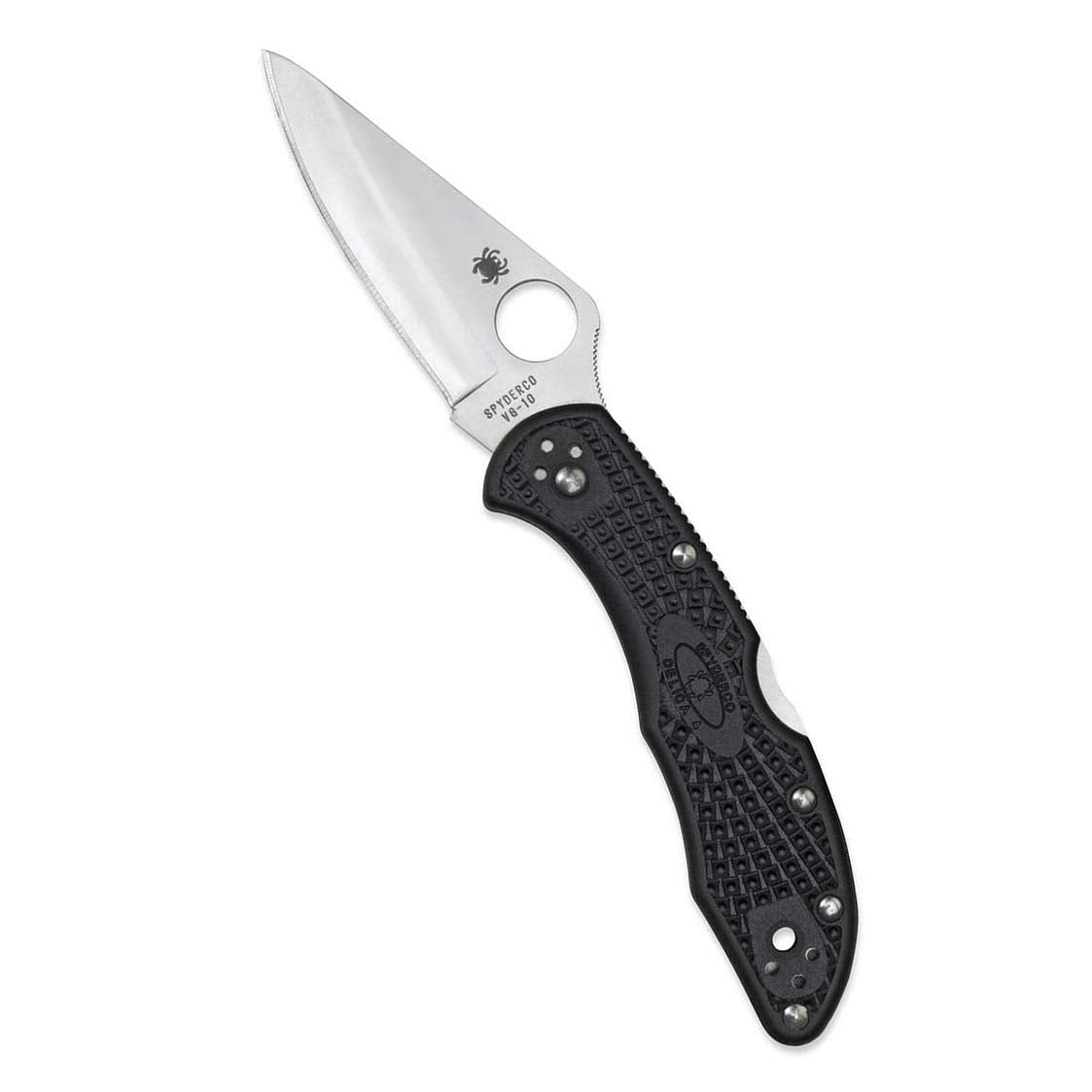 Spyderco C11PBK Navaja, Einhandmesser DELICA 4-C11PBK, Mango Negro, Hoja de Acero Inoxidable, PlainEdge