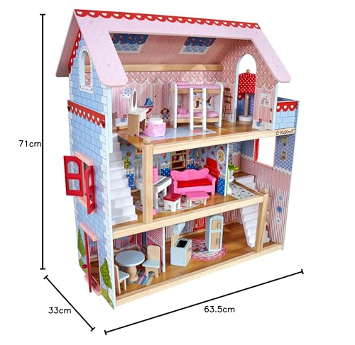 KidKraft Casa de muñecas de Madera Chelsea Cottage con Muebles y Accesorios para Mini muñecas de 12 cm, Casita para Miniature Figuras, Juguetes niños y niñas Desde 3 años (65054)