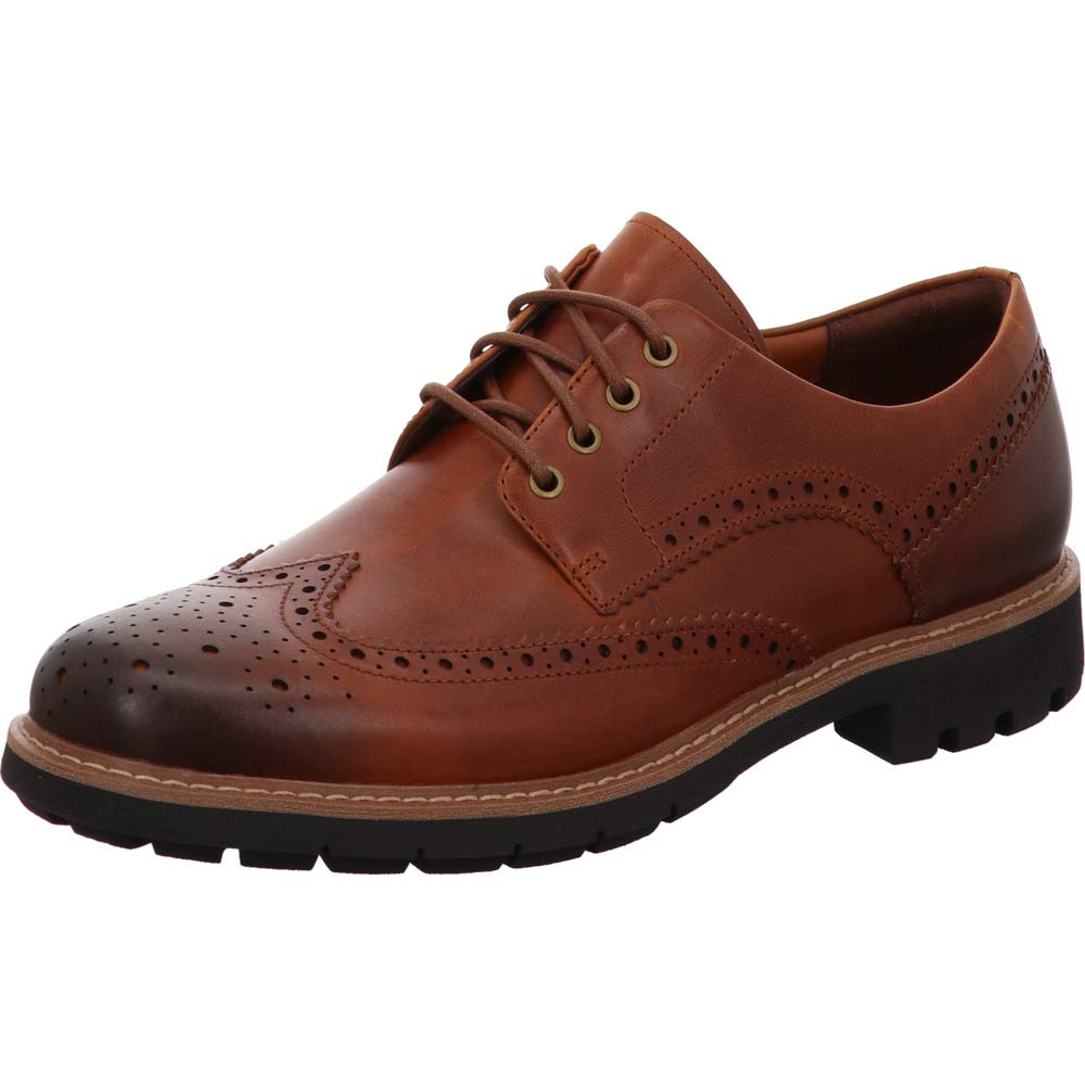 Clarks Batcombe Wing, Zapatos de Cordones Derby Hombre, Marrón (Dark Tan Leather), 47 EU