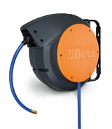 Beta 1900M12X15 – Enrollador automático para aire o agua, estructura de plástico a prueba de golpes, manguera de 12x15 mm, soporte giratorio para uso profesional y doméstico, longitud 15 metros