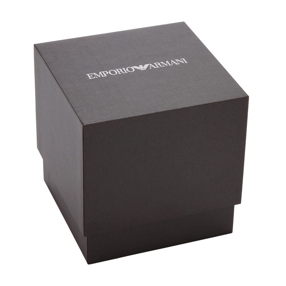 Emporio Armani Reloj Mujer, Movimiento de dos manecillas, caja de acero inoxidable plateado de 22 mm con correa de acero, AR1961, Tono plata y blanco