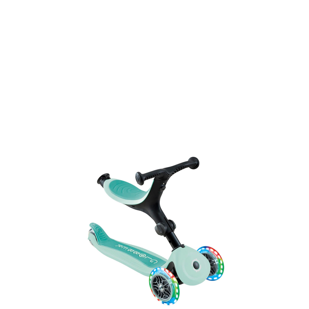 Globber GO UP Active Luces, Patinete evolutivo de 3 Ruedas con Luces para niños de 15 Meses a 9 años, Verde Menta