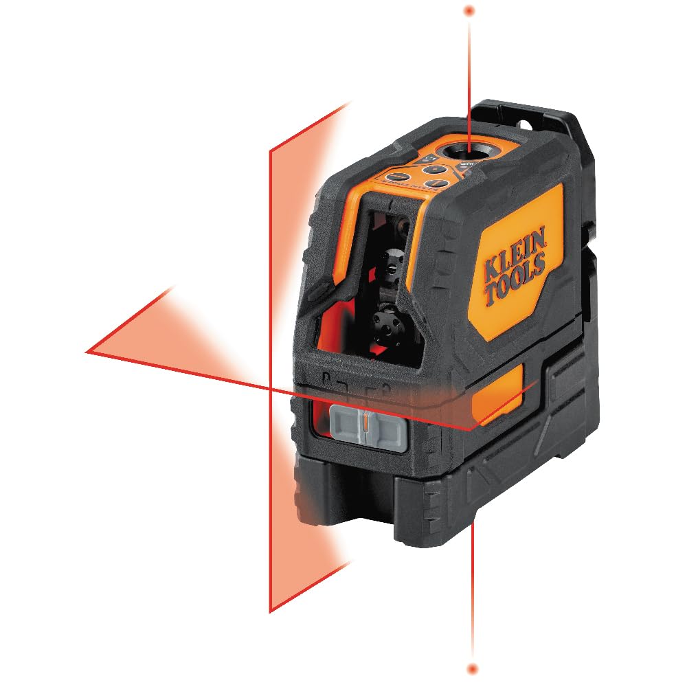 Klein Tools 93LCLS - Nivel láser de línea cruzada con punto de plomada, autonivelante, incluye abrazadera de montaje magnética