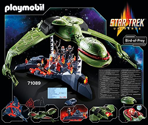 PLAYMOBIL 71089 Star Trek - Klingon Bird-of-Prey, Nave klingon con Efectos de Luz, Sonidos Originales y Figuras Coleccionables, Para Fans de Star Trek y Niños a partir de 10 Años
