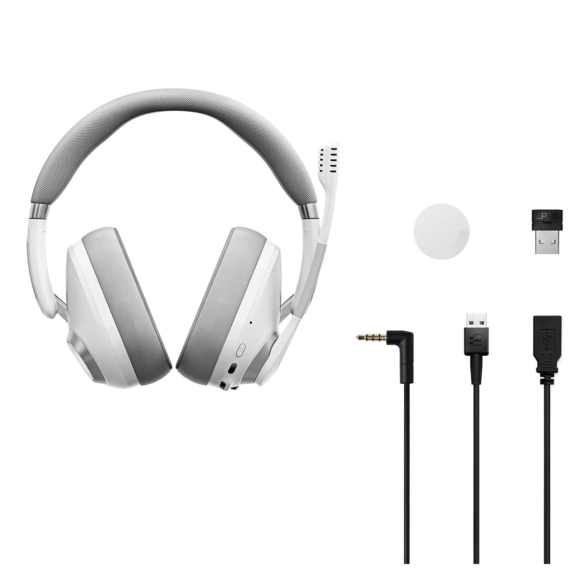 EPOS H3Pro Auriculares Inalámbricos Híbridos - Cascos Gaming para PC - Auriculares con Micrófono con Cancelación de Ruido Mejorada y Mezcla de Audio, Compatible con Windows 10 (Blanco)