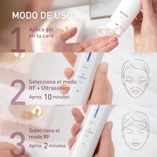 Panasonic EH-XR10NC803 Aparato facial avanzado con radiofrecuencia y tecnología ultrasónica, evita la aparicion de lineas de expresion, Color Blanco, Talla única
