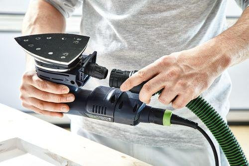 Festool Lijadora delta inalámbrica DTSC 400 3,0 I-Set (con baterías BP 18 Li 3,0, cargador rápido, adaptador de red (incluye cable de alimentación Plug IT), zapata, protector, bolsa de recogida de
