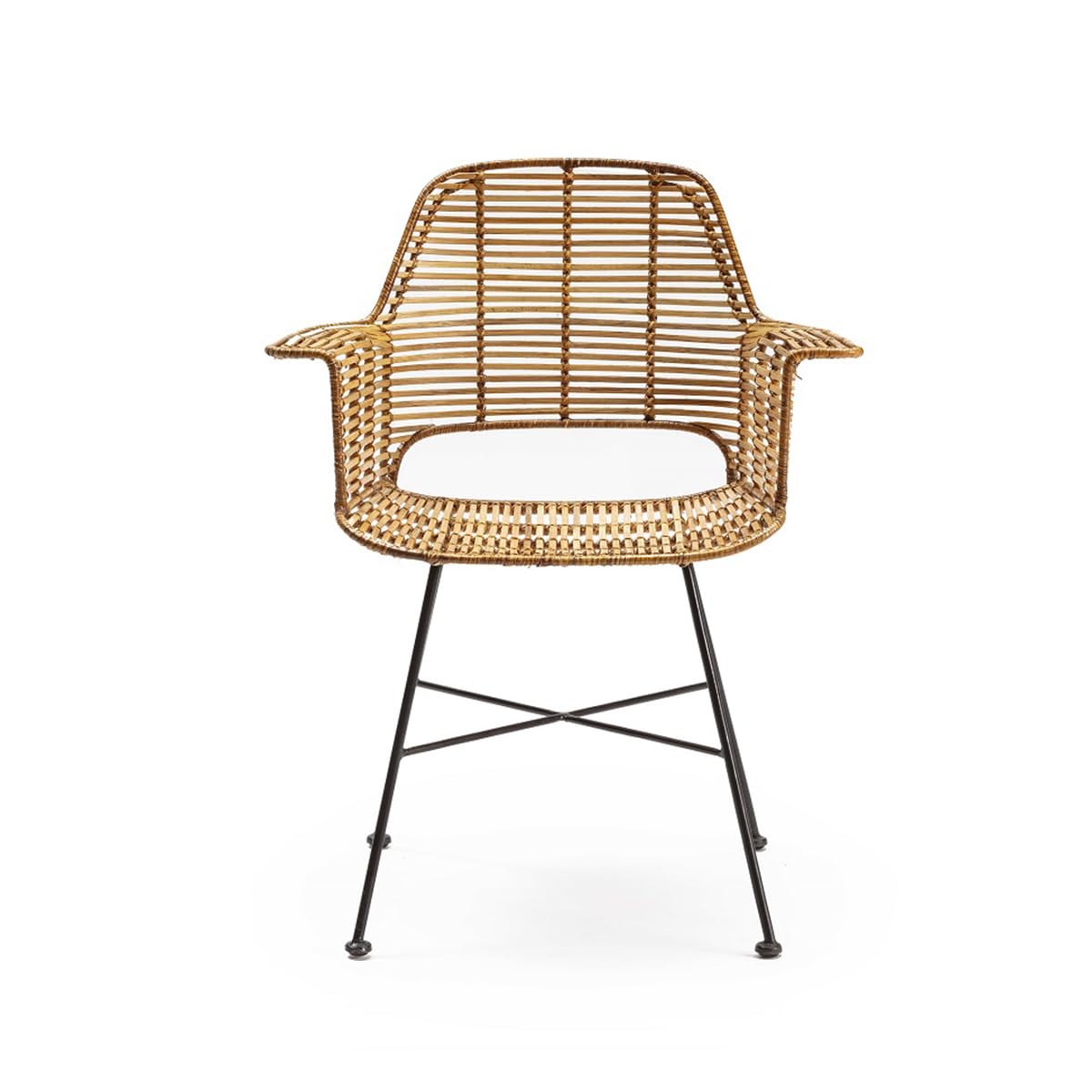 SILLA 66X58X83 MIMBRE NATURAL/METAL NEGRO