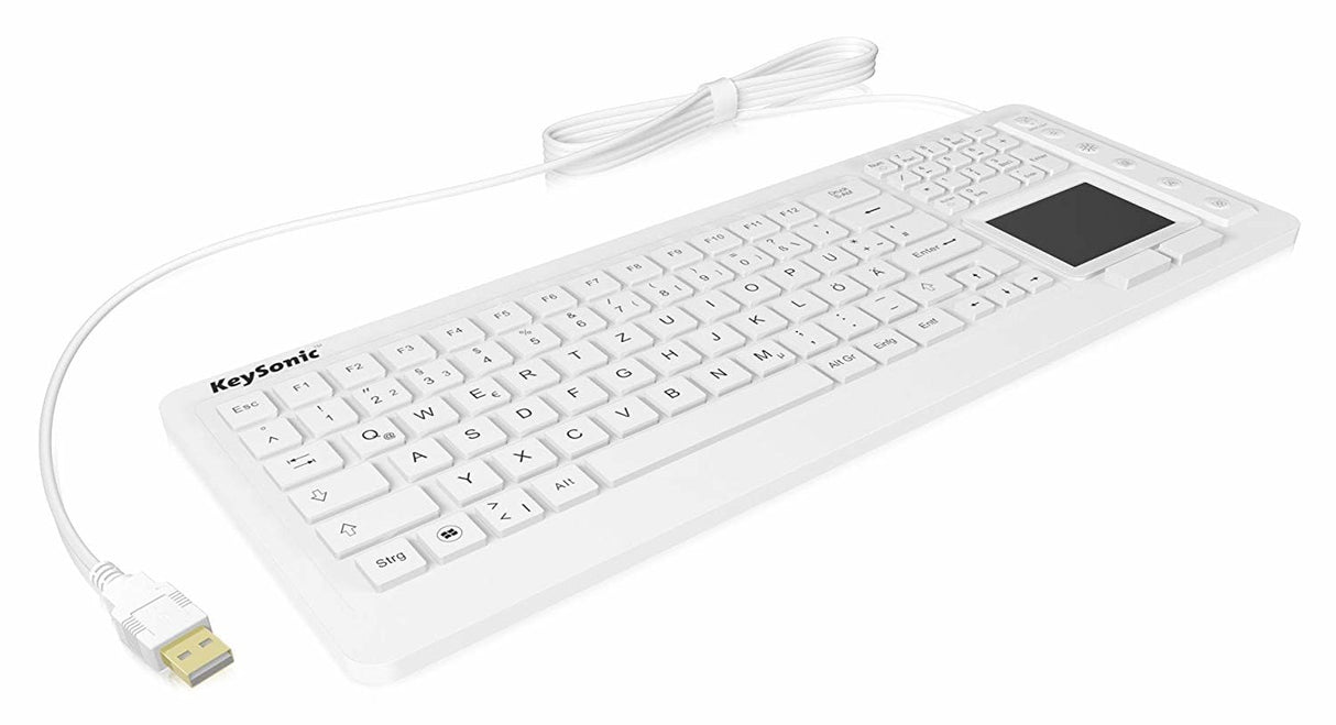 KeySonic 28091 KSK-6231 INEL Teclado Industrial (touchpad Iluminado, USB, Impermeable IP68) Blanco