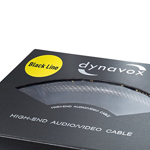 Dynavox Black Line cable estéreo RCA de alta gama, cable RCA premium con blindaje múltiple, cobre de alta pureza, conectores chapados en oro de 24k, longitud 0,6m