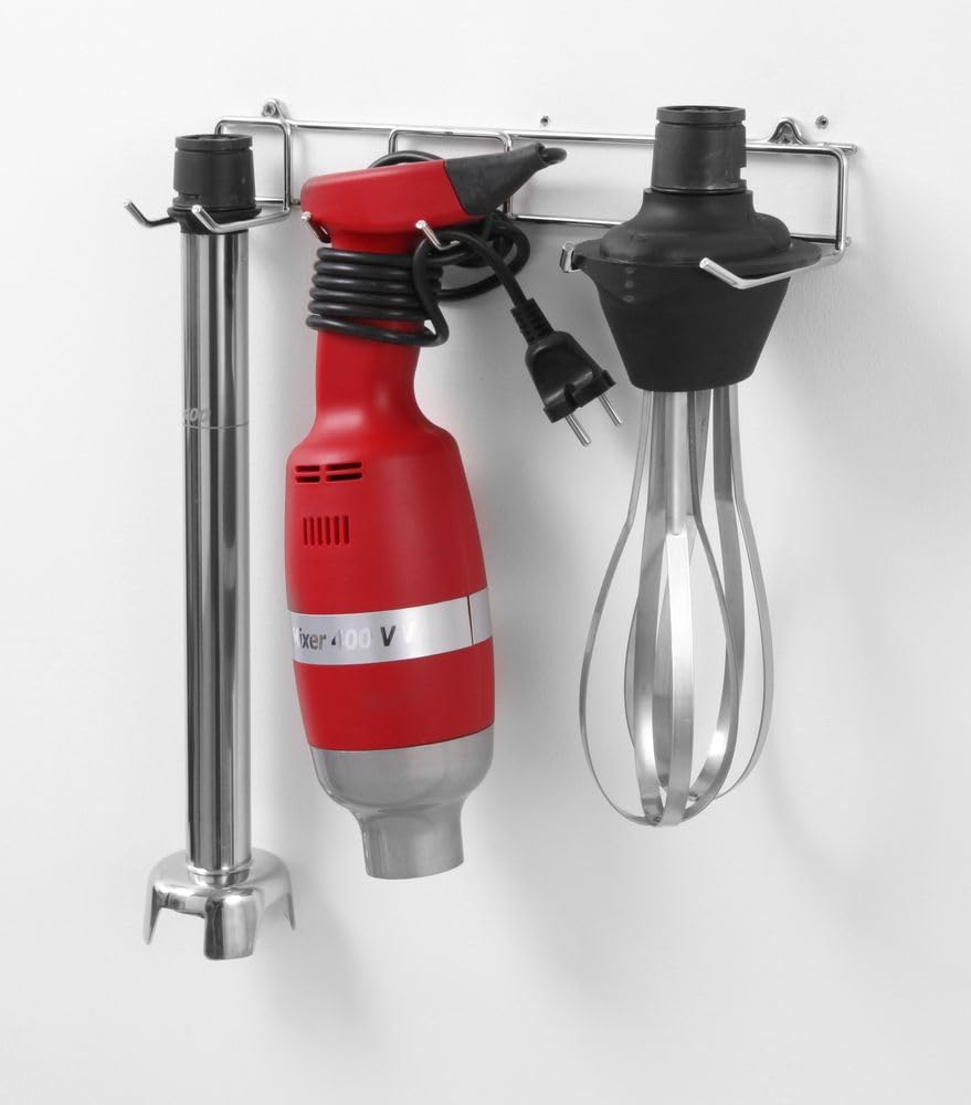 HENDI Conjunto: batidora de mano-brazo batidor de 40cm -accesorio batidor de varillas de 33cm y soporte de almacenamiento de pared, velocidad variable, 230V, 400W, ø100x(H)765mm, PA, acero inoxidable