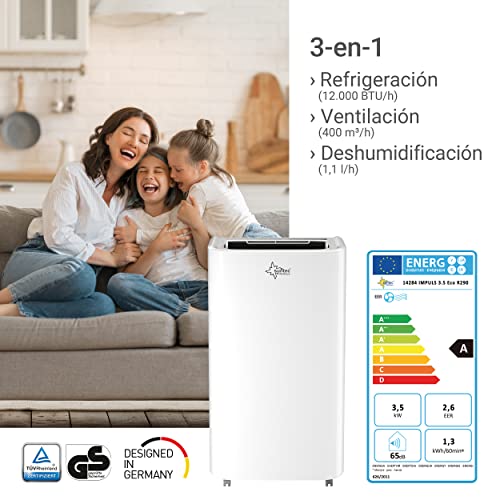 Climatizador móvil SUNTEC Coolfixx 12000 BTU APP - Aire acondicionado móvil y silencioso con control Smart App - Deshumidificador para habitaciones de hasta 60 m2 - Refrigeración y calefacción móvil