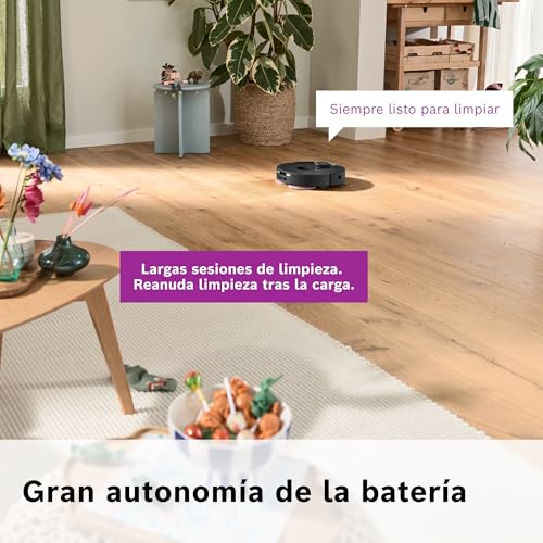 Bosch - Robot Spotless MAX CAM, BCRDW3BX, aspira y friega, Potencia 11.000 Pa, Almohadillas giratorias, estación Seca-húmeda, Visión Inteligente por luz estructurada, Cámara, Home Connect App, Negro