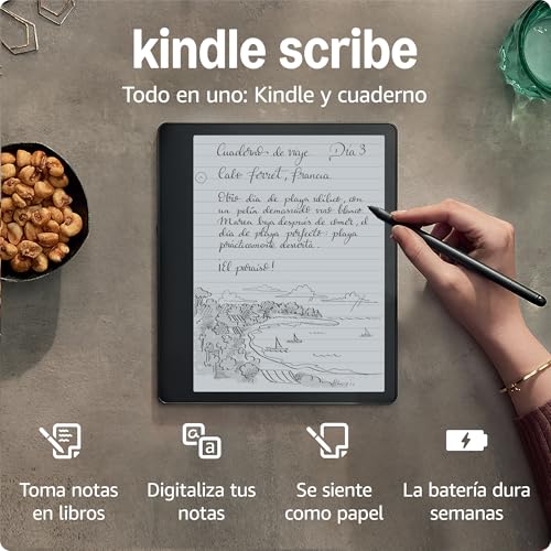 Kindle Scribe (2022), el primer Kindle que a la vez es un cuaderno digital, todo en uno, con 16 GB de almacenamiento y una pantalla Paperwhite de 10,2" y 300 ppp | Con el lápiz básico
