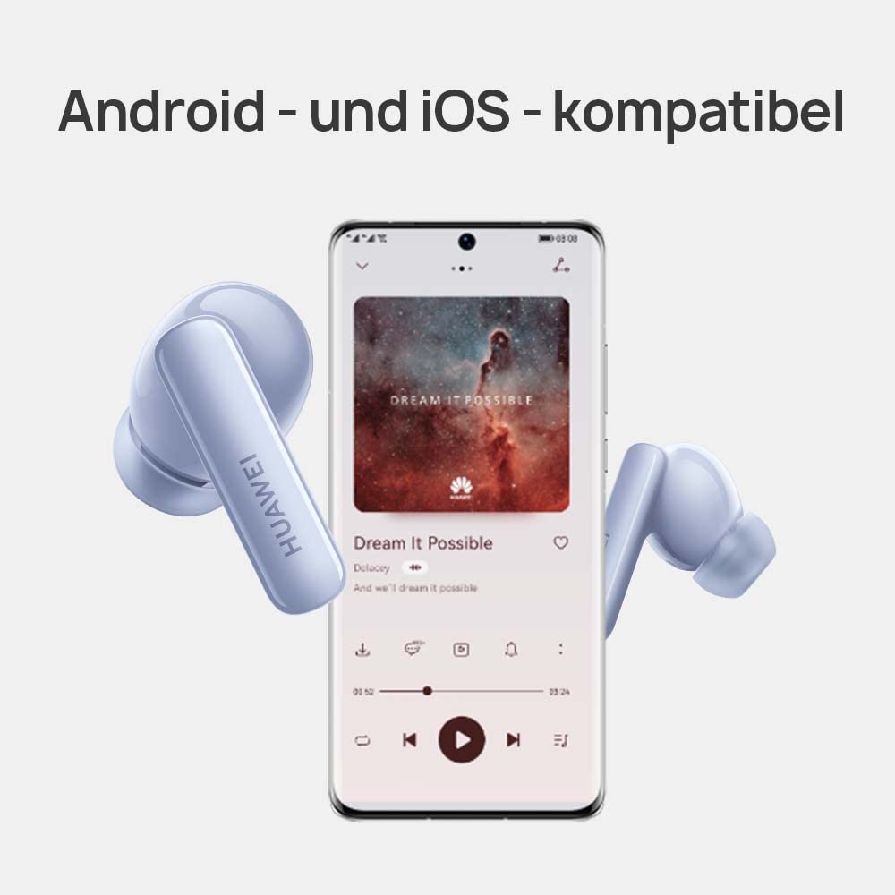 HUAWEI FreeBuds 5i Auriculares Inalámbricos, iOS y Android y Windows, Bluetooth 5.2, Control Deslizar, Hi-Res Audio, 3 Modos ANC, 28 Horas de Batería, IP54, Doble Conexión, Blanco