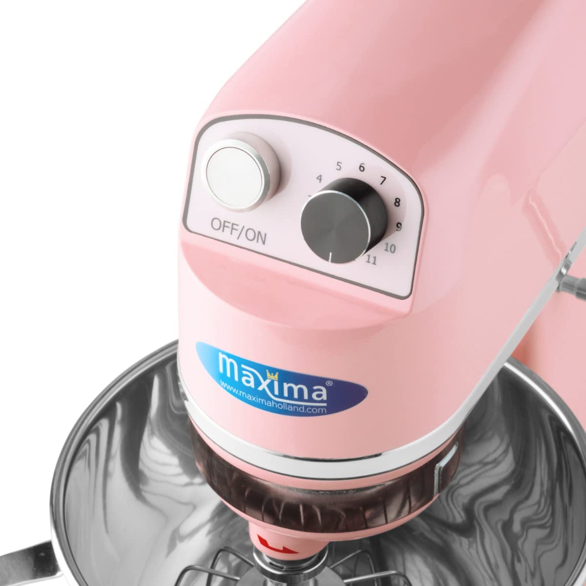 Maxima Máquina de agitación planetaria para Pasteles, Productos pequeños Robot de Cocina MPM 7L Rosa, Acero Inoxidable, 11 Velocidades