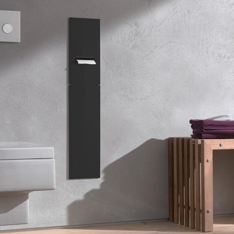 Emco ASIS 2.0 - Módulo de Armario Empotrado para escobilla de Inodoro, Armario de baño con Soporte para Rollo de Papel higiénico y Compartimento Adicional, gabinete Alto con función de Empuje para