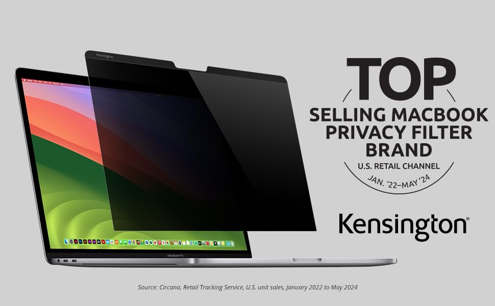 Kensington Filtro de privacidad magnético MagPro Elite diseñado para MacBook Pro de 16'' (2021 y posteriores) M1, M2, M3 Pro/Max, protector extraíble, antideslumbrante, reduce la luz azul (K58371WW)