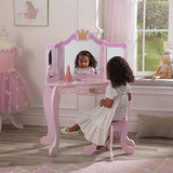 KidKraft Juego de tocador de Maquillaje Infantil Princesa con Espejo y Taburete de Madera, Muebles para Salas de Juego y Dormitorio de niños (76123)