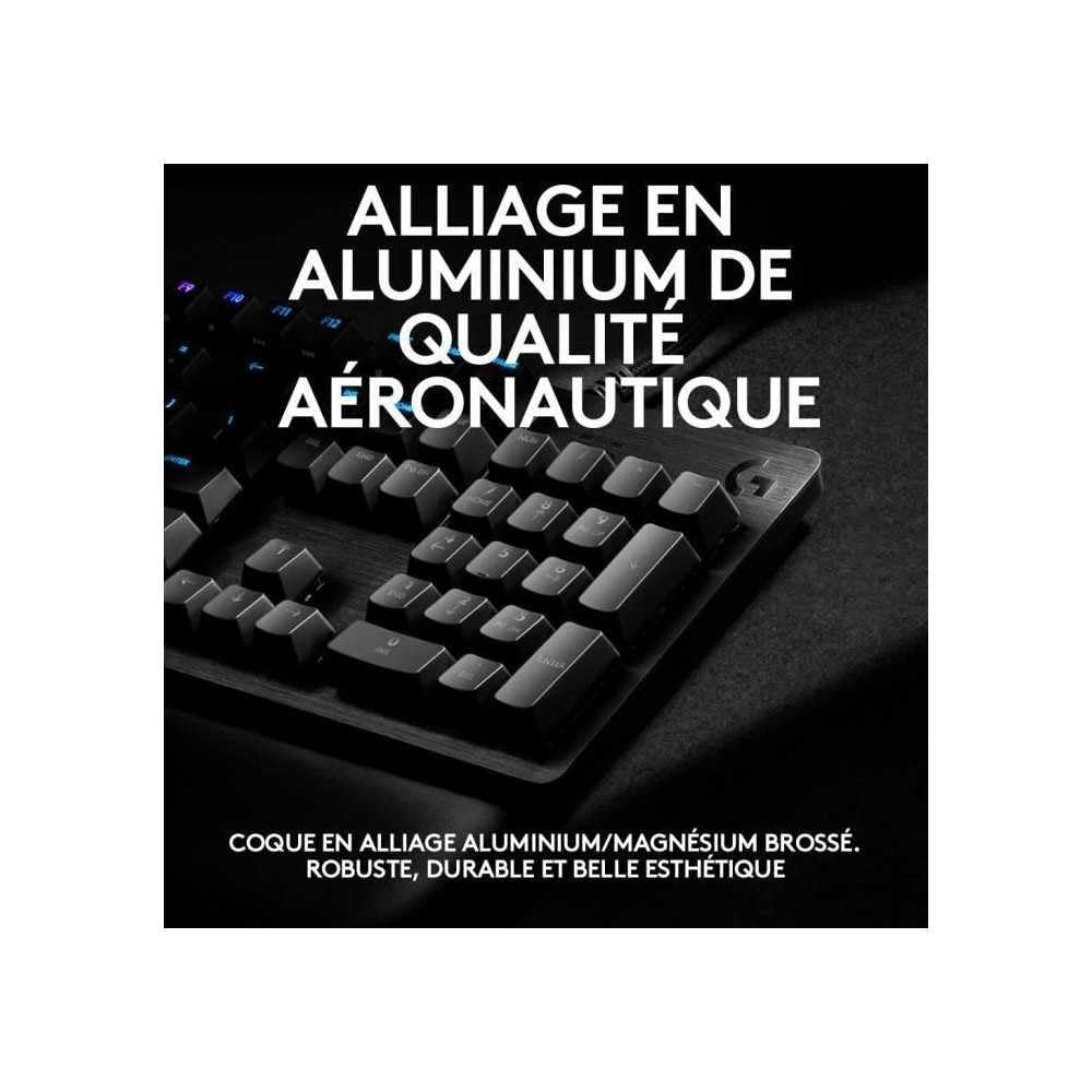 Logitech G 513 Teclado mecánico para Juegos, GX-Brown, interruptores táctiles, iluminación RGB, Bucle USB, reposamuñecas con Espuma de Memoria, Carcasa de Aluminio, diseño francés AZERTY, Color Negro