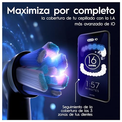 Oral-B iO 10 Cepillo de Dientes Eléctrico Negro, + 1 Cabezal y 1 Estuche Cargador de Viaje, Diseñado por Braun