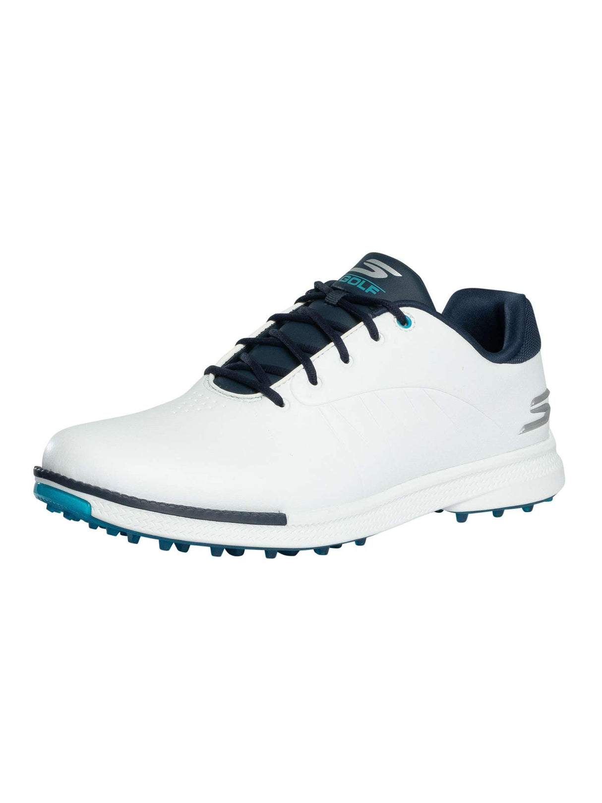 Skechers Hombre Entrenadores De Ritmo Go Golf, White/Navy/Blue, 43 EU