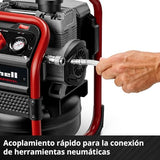 Einhell Professional Compresor con batería SILENZZO 36/210 Power X-Change (36 V, máx. 8 bar, depósito de 8 l, potencia de aspiración 210 l/min, manómetro, sin aceite, silencioso, sin batería)