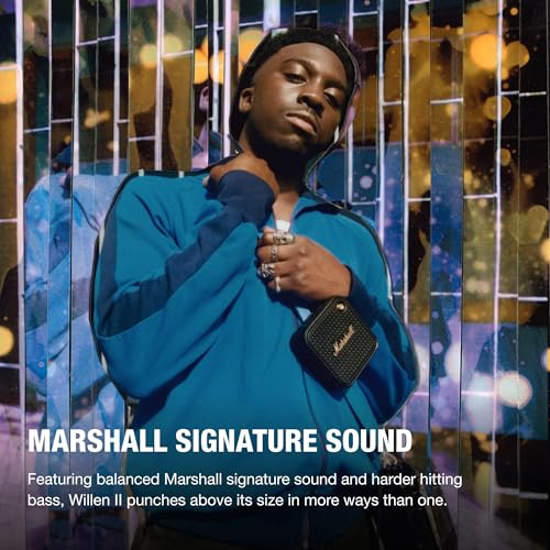 Marshall Willen II Altavoces inalámbricos Bluetooth 17 Horas de reproducción IP67 Carga rápida a Prueba de Agua - Negro y latón