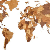 EWA Eco-Wood-Art - Mapa del Mundo L Mundo Chocó - Rompecabezas 3D de Madera para Interior y diseño - Recuerdo, Regalo, Cocina, Decoración del hogar, Interior - 127 Piezas