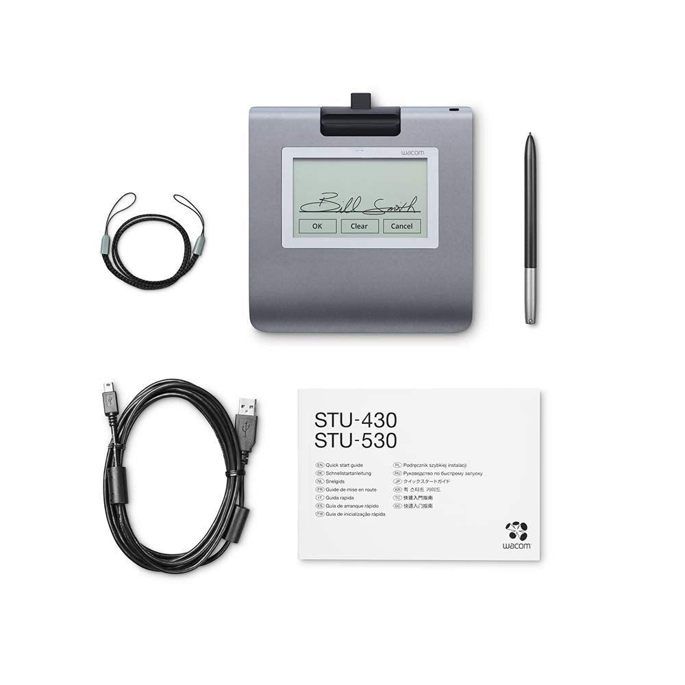 Wacom Signature Set con tableta STU-430 con pantalla LCD de 4.5” y sign pro PDF para Windows, capture firmas electrónicas manuscritas al instante con el lápiz inalámbrico y sin pila