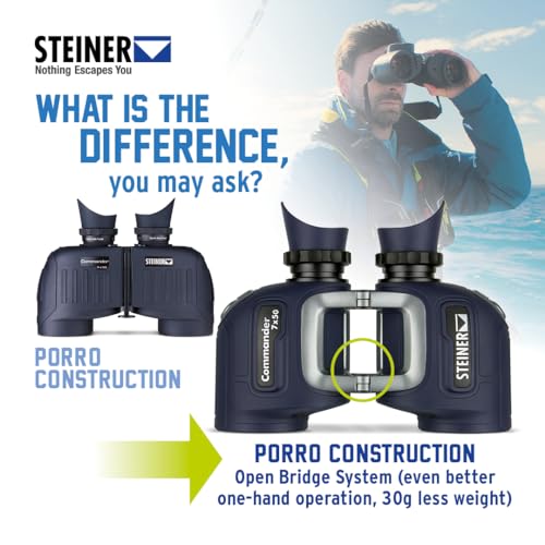 Steiner Optics Marine Commander 7x50 - Prismáticos Profesionales Impermeables con brújula, Calidad Alemana, imágenes cristalinas