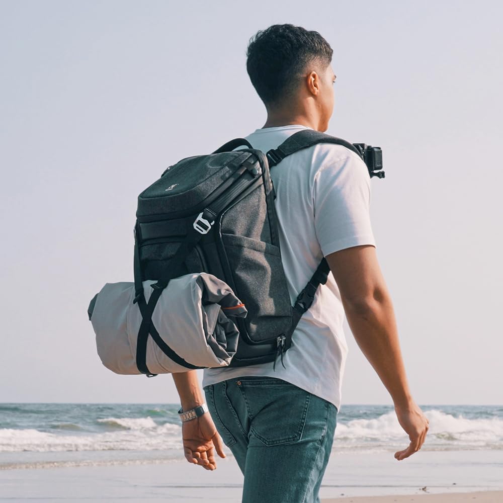 K&F Concept Mochila Alpha de 25 L + extensión Superior de 1,5 L, 3 Lados Abiertos, Hebilla Desmontable para Cambio de Bolsa de Hombro/Mochila, Capacidad para 2 cámaras, 4 Lentes, Laptop de 15.6
