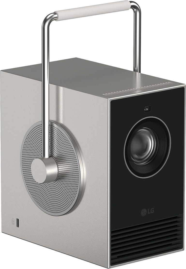 LG PU600U - Proyector CineBeam 4K UHD, Láser 3 Ch (RGB), Smart TV WebOS 24, Brillo 600 Lúmenes, HDR10 y HLG, Pantalla hasta 120", AirPlay 2 y Screen Share, Bluetooth, Plata/Negro