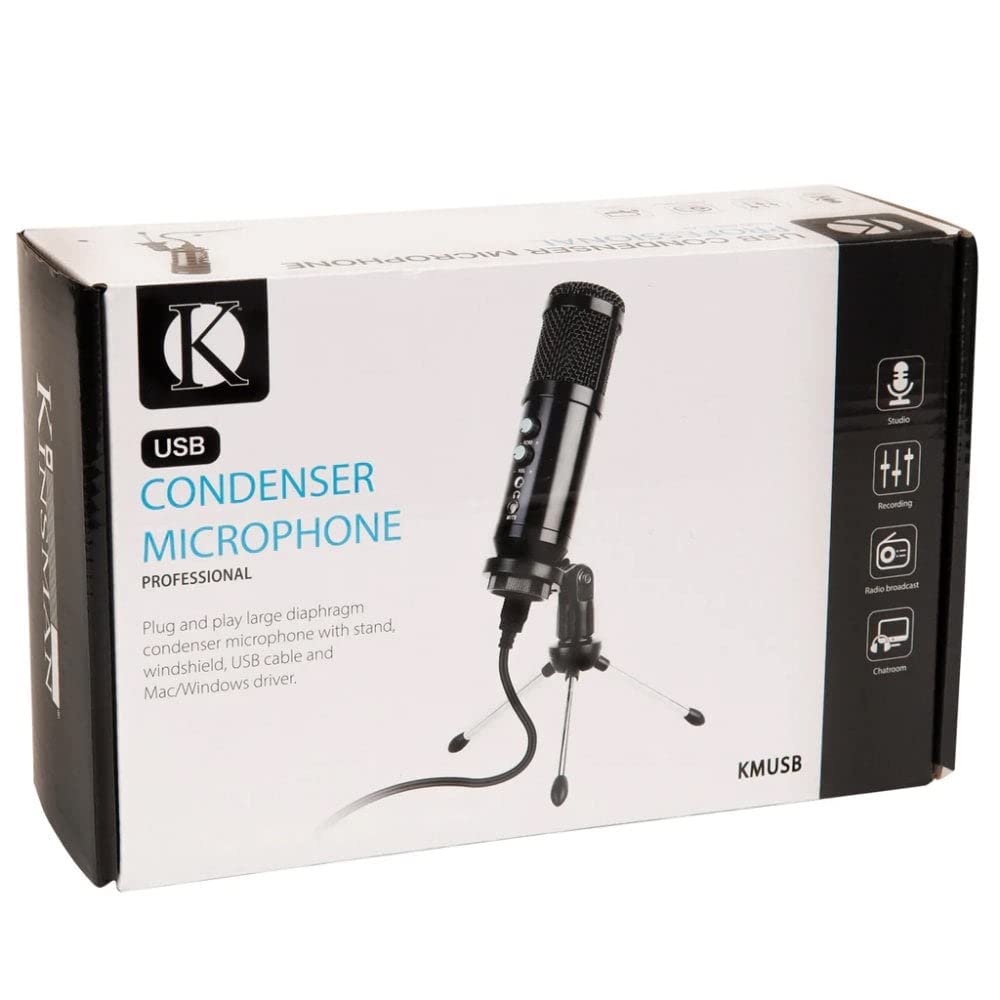 Kinsman® Micrófono Condensador USB KMUSB, Microfono para Ordenador