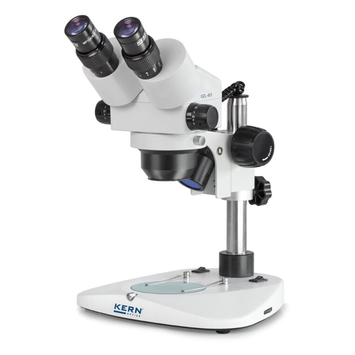 Microscopio de zoom estéreo [Kern OZL 451] El inteligente para laboratorio, centro de formación, control de calidad y agricultura, tubo: binocular, ocular: HSWF 10 x Ø23 mm, campo de visión: Ø33 – 5