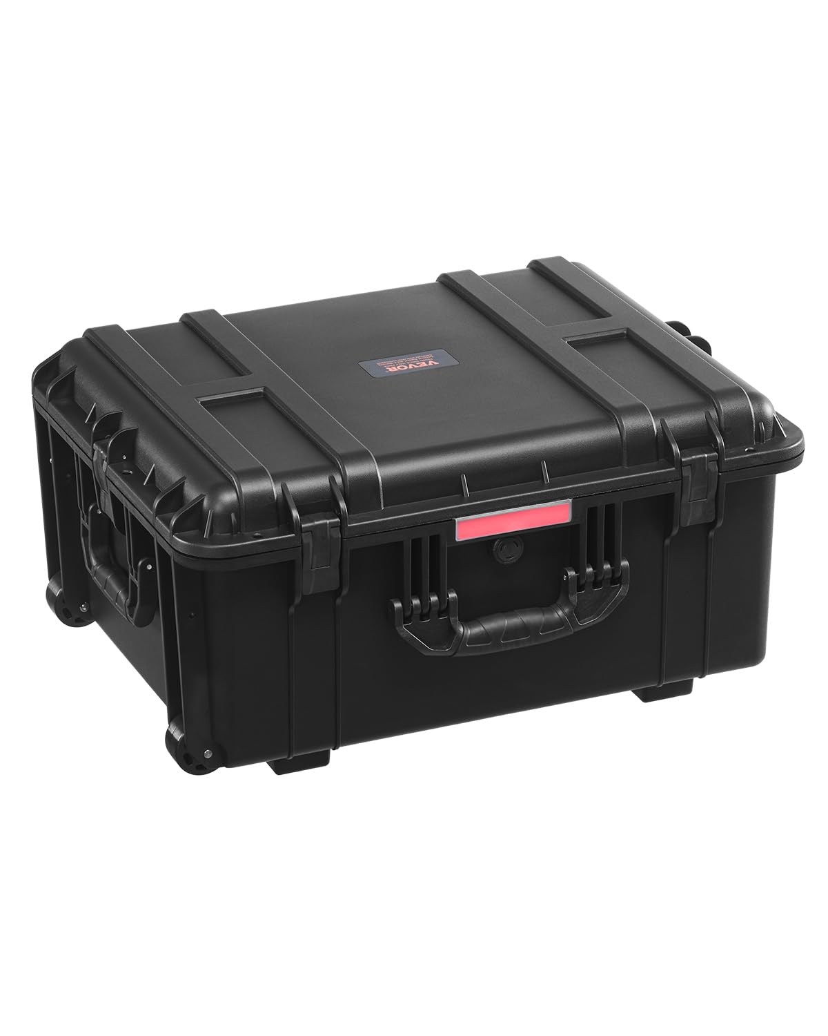 VEVOR Estuche Rígido Impermeable de 630 x 500 x 318 mm con Ruedas Giratorias y Manija Retráctil, Estuche Protector Impermeable IP67 con Clips, Orificios para Candado y Espuma Insertada, Negro