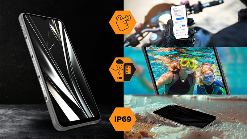 Hammer Blade Va 5G Smartphone ultrarresistente, IP69, 6000mAh, 6,56 Pulgadas, 8GB RAM incorporada, 128/1T GB, Android 14, cámara de 50mpx, Pantalla Gorilla Glass, NFC, Volte