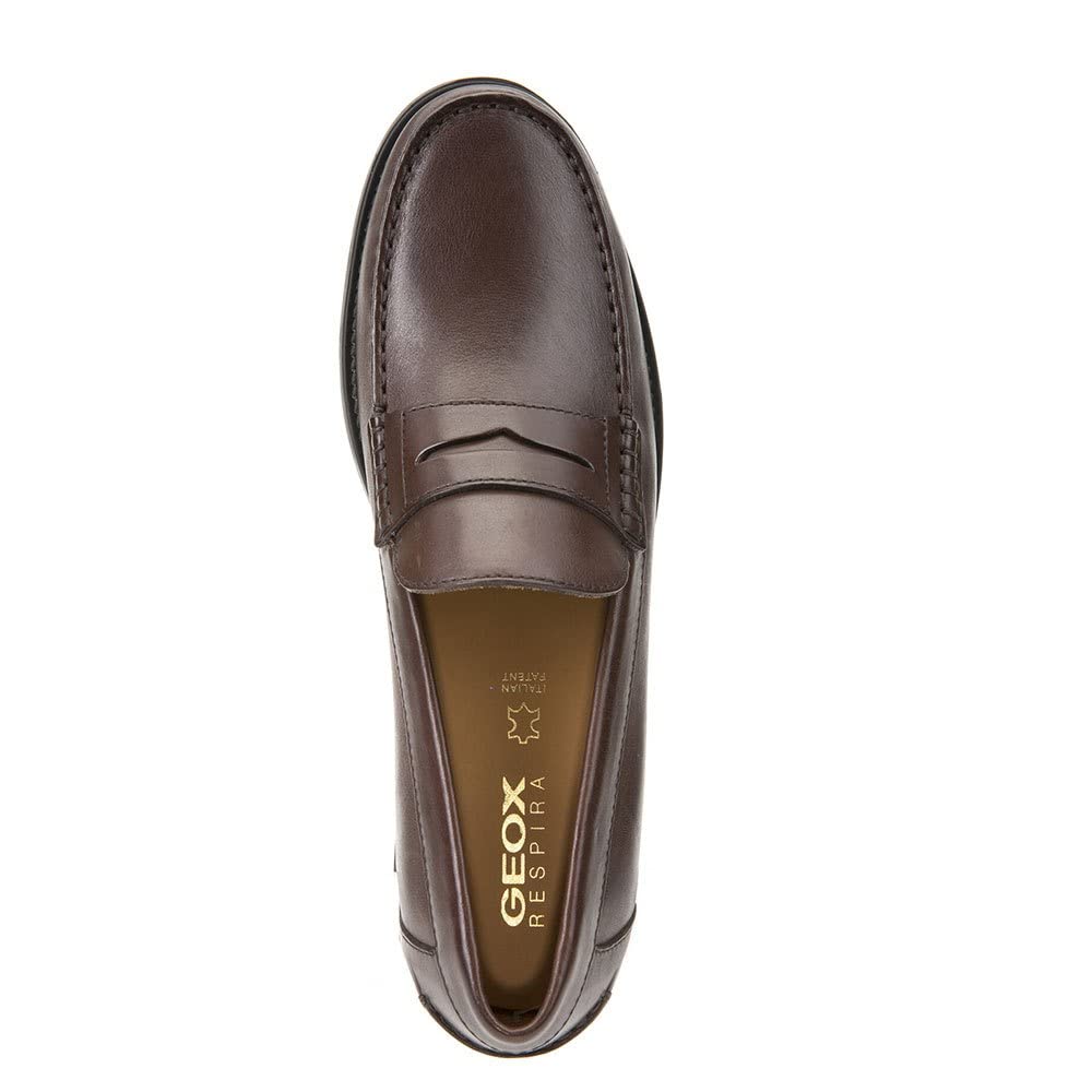 Geox U New Damon B, Mocasines Hombre, Marrón Dk Brown, 47 EU
