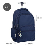 Mochila con ruedas 6 cremalleras (25L) serie 1918. azul marino MILAN (625601SNCB)