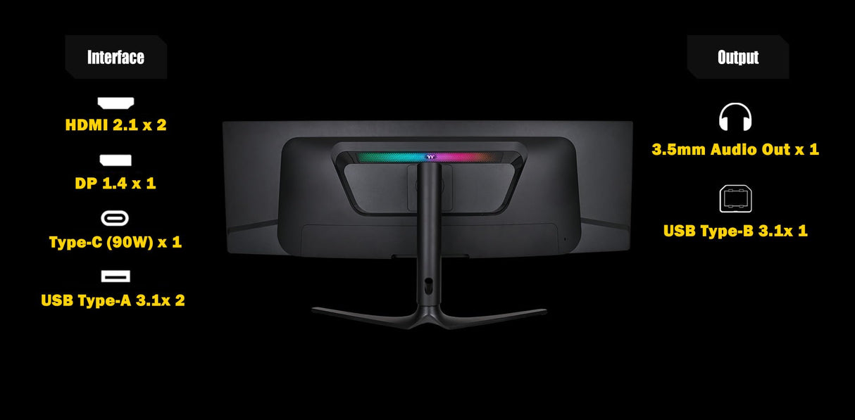 Thermaltake Monitor Gaming Curvo QD-OLED de 49″ | Resolución Dual QHD 5120×1440 | Curvatura 1800R | 240 Hz | Tiempo de Respuesta 0,03 ms | 99% DCI-P3 | RGB Integrada