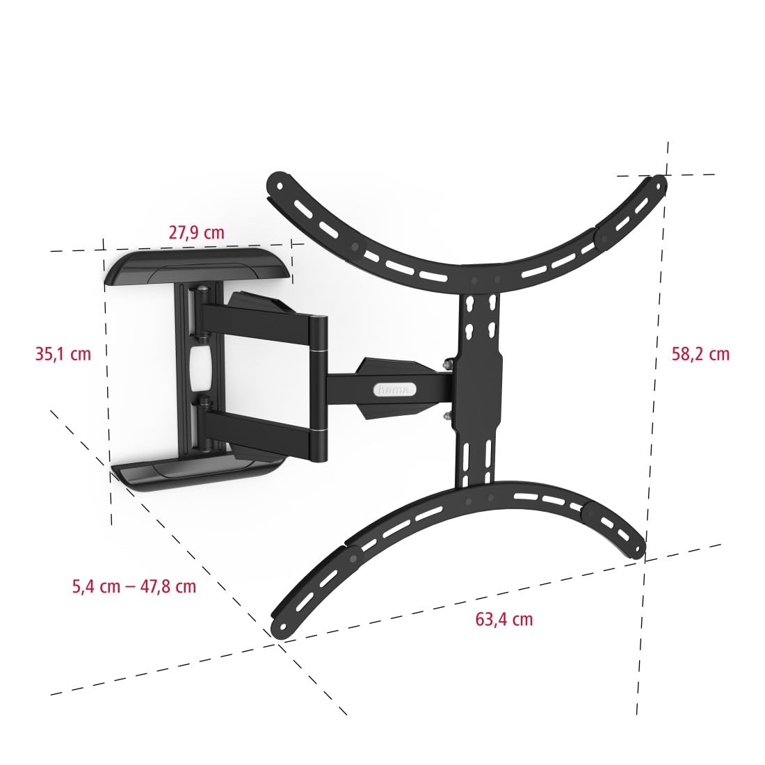 Hama | Soporte para TV (Soporte Giratorio, basculante, Extensible, 191 cm (75") hasta 45 kg) Color Negro