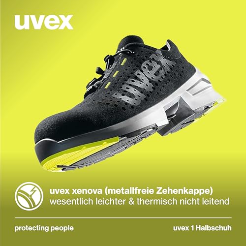 Uvex Zapatos de Trabajo 1 - Zapatos de Seguridad S1 SRC ESD - Cal-Negro, Talla:41